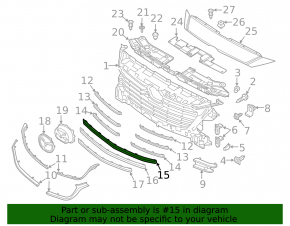 Upper radiator grille trim Mazda 3 17-18 BM