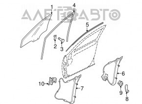 Front right door glass Mazda3 03-08