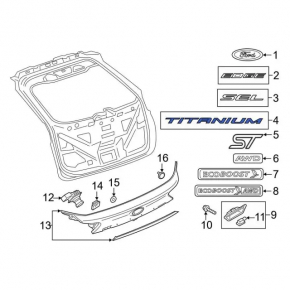 Emblem inscription TITANIUM tailgate Ford Edge 19-24