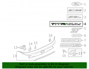 Emblem inscription TITANIUM tailgate Ford Edge 19-24
