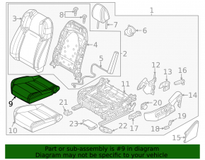 Mazda CX-50 23-24 passenger seat cushion, black leatherette combination