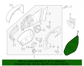 Left mirror element VW Atlas 18-26