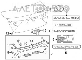 Toyota Avalon 13-18 hybrid trunk lid emblem badge