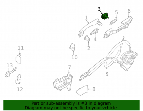 Outer handle plug front right Nissan Rogue 21-23 JP built, structure