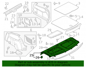 Rear shelf Audi A3 8V 15-20 4d black