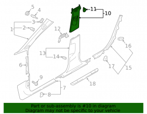 Center pillar trim upper belt left Audi A4 B9 17- black