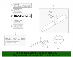 Emblem inscription SV AWD tailgate Nissan Rogue Sport 17-22
