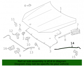 Bonnet Lock Release Cable Rear Mercedes W167 GLE 350 450 20-23
