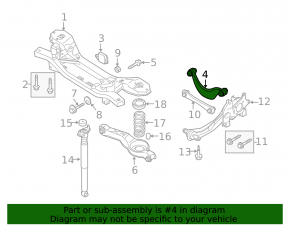 Upper control arm, rear left, curved, Mazda3 2.3 03-08