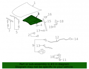 Lexus LS460 LS600h 07-12 Hood Insulation