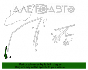 Front left door glass guide Toyota Highlander 14-19 front
