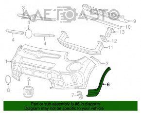 Front bumper arch trim right Fiat 500L 14-16 Trekking