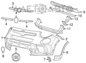 Front bumper arch trim right Fiat 500L 14-16 Trekking
