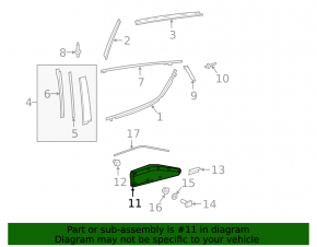 Lower rear right door trim for Toyota C-HR 18-22, Japan-built