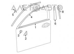 Molding door-glass central front left Lexus ES300h ES350 13-18 chrome, butt, scratches