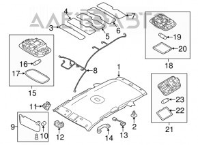 Kia Sorento 10-15 Ceiling Trim Gray Without Sunroof