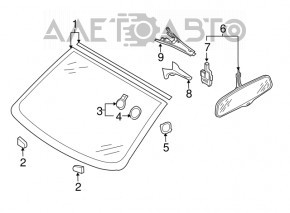 Interior mirror Audi Q5 8R 09-10 gray, with rain sensor, crack, break, amalgam has come out