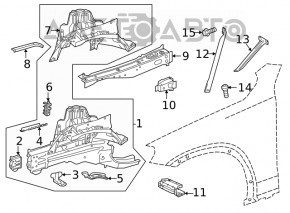 Front right strut brace Mercedes GLC 16-22