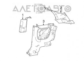 Center pillar trim upper belt left Fiat 500 12-19 gray