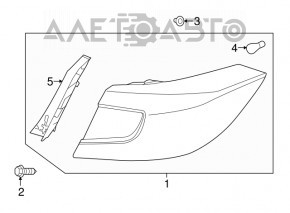 Honda Accord 18-20 hybrid right outer fender light, broken trim mount