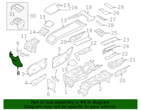 Volvo XC90 16-24 black rear lower center console trim