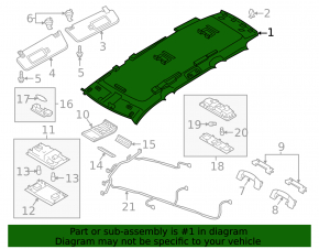 VW Atlas 24-25 headliner without panoramic windows, gray