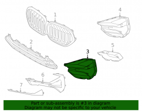 Lower grille of the front bumper right BMW X1 F48 20-22 Basis, X-line