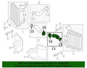 Left lower intercooler radiator cooling pipe for Audi Q7 4L 10-15, 3.0 TDI