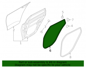 Kia Optima 16-20 rear right door seal
