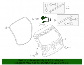 Trunk door hinge left Mazda CX-9 16-