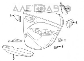 Door trim card rear right Dodge Dart 13-16 black with gray insert