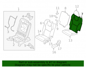Volvo XC90 16-22 3rd row seat upholstery, right upper, black leather