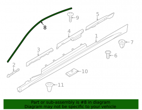 Upper door molding front left BMW 4 F32 14-20 Coupe, matte chrome