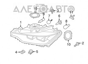 Headlight front right bare BMW 3 F30 12-15 halogen with mount