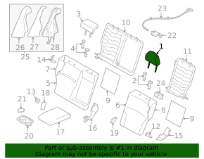Subaru Legacy 15-19 rear right headrest, black cloth