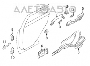 Upper rear left door hinge Nissan Leaf 18-