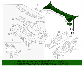 Windscreen wiper grille plastic Audi A3 22-26