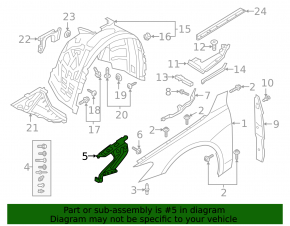 Front left fender bracket for Audi A7 19-25