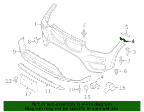 Front bumper mount left wing inner BMW X1 F48 16-22