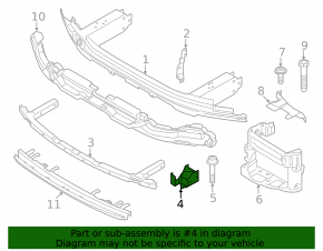 Right front bumper lower reinforcement mount for BMW 5 G60 24-25 with m sport pkg, bumper support, without m sport trim, bumper support