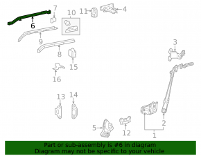 Rear door guide right Toyota Sienna 11-20 top
