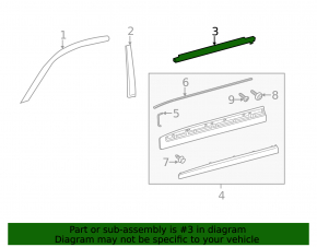 Door-glass molding, central front right, Toyota Land Cruiser 2008-2015 pre-restoration, black