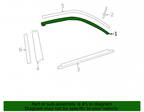 Upper rear left door molding for Toyota Camry v50 12-14 USA, chrome