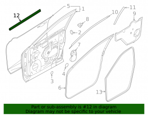 Glass seal inner front left Nissan Rogue 21-23 JP built