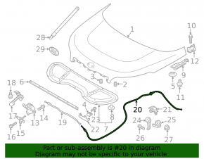 Hood release cable Kia Soul 14-19