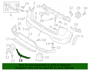 Right rear bumper molding Kia Niro 18-19 PHEV
