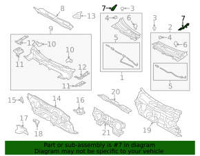 Left wiper grille seal Mazda 3 14-18 BM