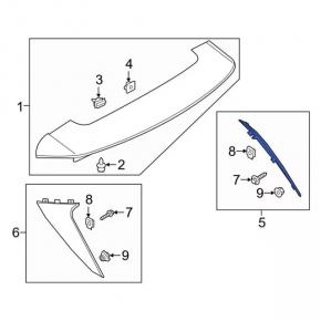 Rear window molding right Ford Escape MK4 20-24 black gloss