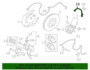 Front left brake hose for Land Rover Range Rover Velar 18-26 (325mm and 349mm)