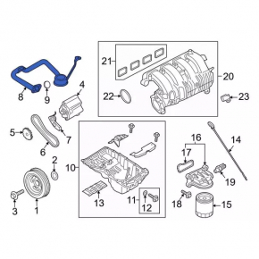 Oil receiver for Ford Mustang mk6 15- 2.3T engine